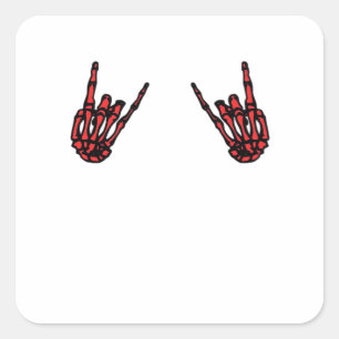 Skeleton Hand Heart Roll & Red Classic  Square Sticker