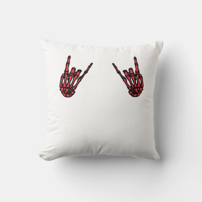 Skeleton Hand Heart Roll & Red Classic  Throw Pillow (Front)