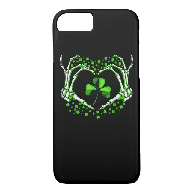 Skeleton Hand Heart Shamrock St Patricks Day Paddy Case-Mate iPhone Case (Back)