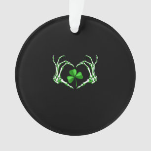 Skeleton Hand Heart Shamrock St Patricks Day Paddy Ornament