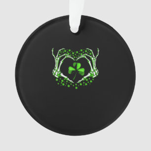Skeleton Hand Heart Shamrock St Patricks Day Paddy Ornament