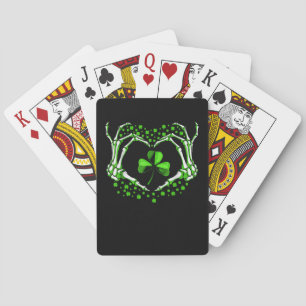 Skeleton Hand Heart Shamrock St Patricks Day Paddy Playing Cards