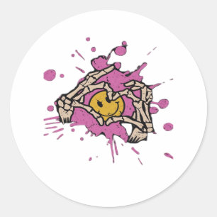 Skeleton Hand Heart Show Classic Classic Round Sticker