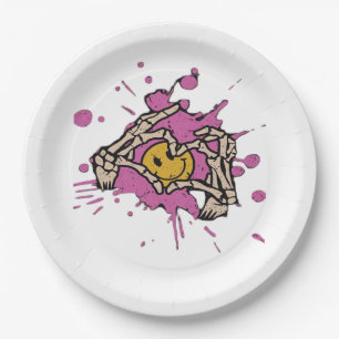 Skeleton Hand Heart Show Classic Paper Plate