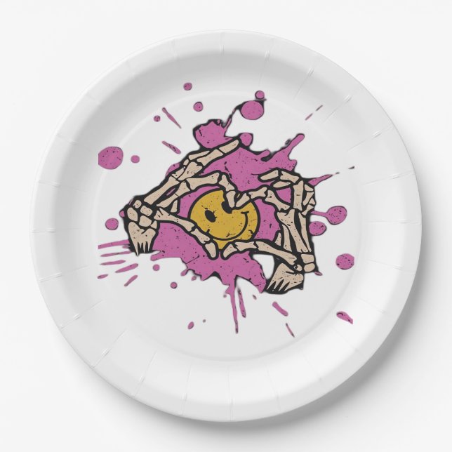 Skeleton Hand Heart Show Classic Paper Plate (Front)