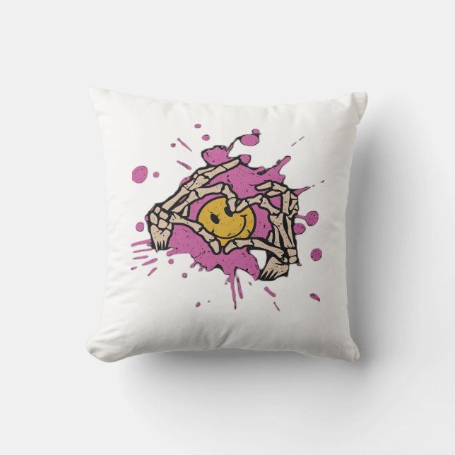 Skeleton Hand Heart Show Classic Throw Pillow (Front)