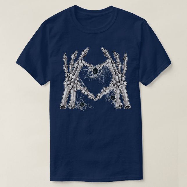 Skeleton Hand Heart Sign Bones Costume Funny Hallo T-Shirt (Design Front)