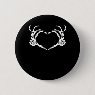 Skeleton Hand Heart Sign Costume Funny Halloween 2 Inch Round Button