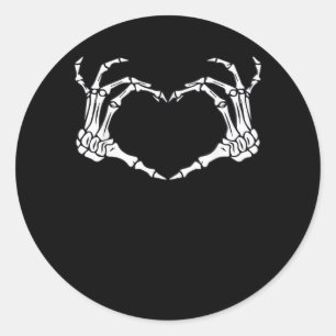 Skeleton Hand Heart Sign Costume Funny Halloween Classic Round Sticker