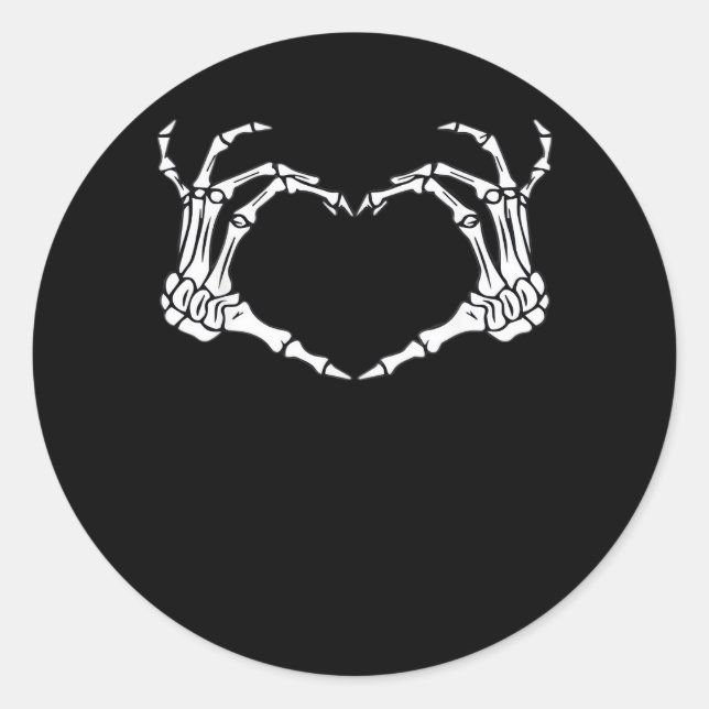 Skeleton Hand Heart Sign Costume Funny Halloween Classic Round Sticker (Front)