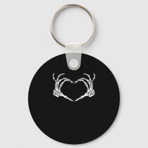 Skeleton Hand Heart Sign Costume Funny Halloween Keychain