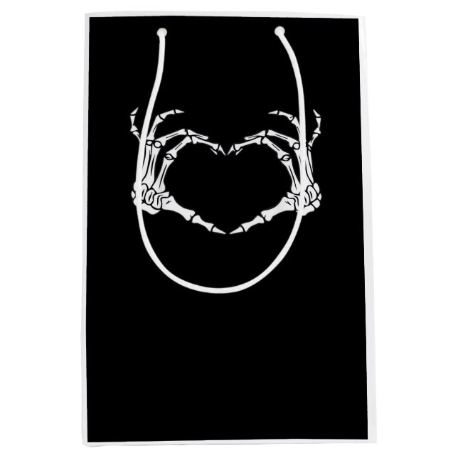 Skeleton Hand Heart Sign Costume Funny Halloween Medium Gift Bag (Front)