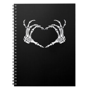 Skeleton Hand Heart Sign Costume Funny Halloween Notebook