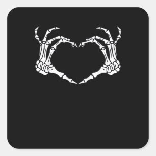 Skeleton Hand Heart Sign Costume Funny Halloween Square Sticker