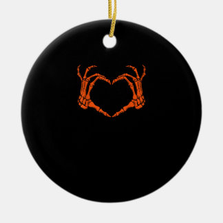 Skeleton Hand Heart Sign Costume Halloween Design Ceramic Ornament