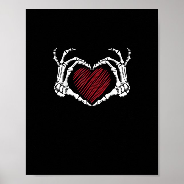Skeleton Hand Heart Sign Costume Trending Hallowee (Front)