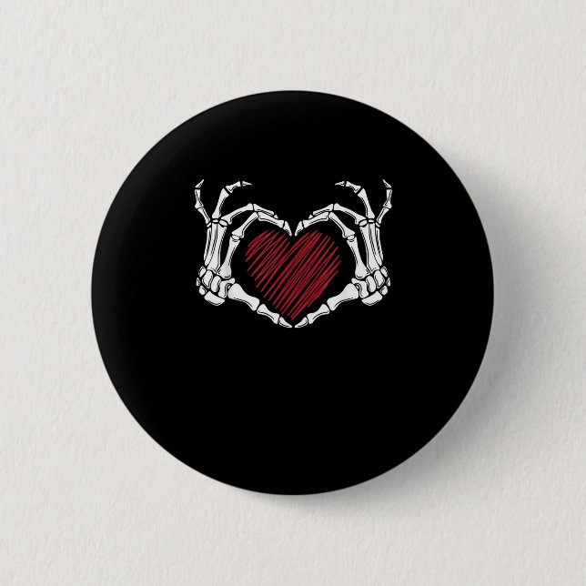 Skeleton Hand Heart Sign Costume Trending Hallowee 2 Inch Round Button (Front)