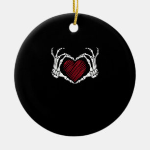 Skeleton Hand Heart Sign Costume Trending Hallowee Ceramic Ornament