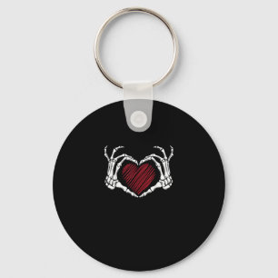 Skeleton Hand Heart Sign Costume Trending Hallowee Keychain