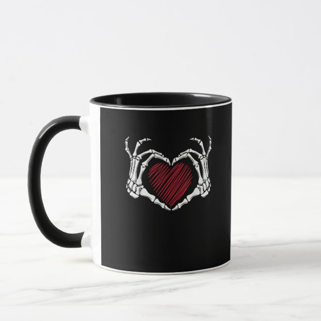 Skeleton Hand Heart Sign Costume Trending Hallowee Mug (Left)
