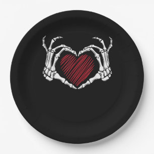 Skeleton Hand Heart Sign Costume Trending Hallowee Paper Plate