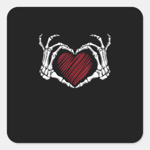 Skeleton Hand Heart Sign Costume Trending Hallowee Square Sticker