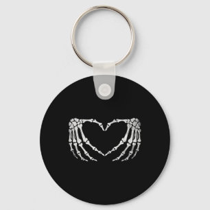 Skeleton Hand Heart Sign Vintage Halloween Costume Keychain