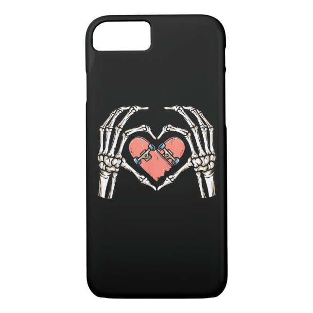 Skeleton Hand Heart Skateboard Valentines Day Funn Case-Mate iPhone Case (Back)