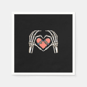 Skeleton Hand Heart Skateboard Valentines Day Funn Napkin