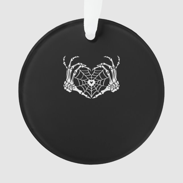Skeleton Hand Heart Spiderweb Halloween Cobweb Par Ornament (Front)