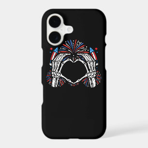 Skeleton Hand Heart USA Patriotic American Bold