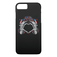 Skeleton Hand Heart USA Patriotic American