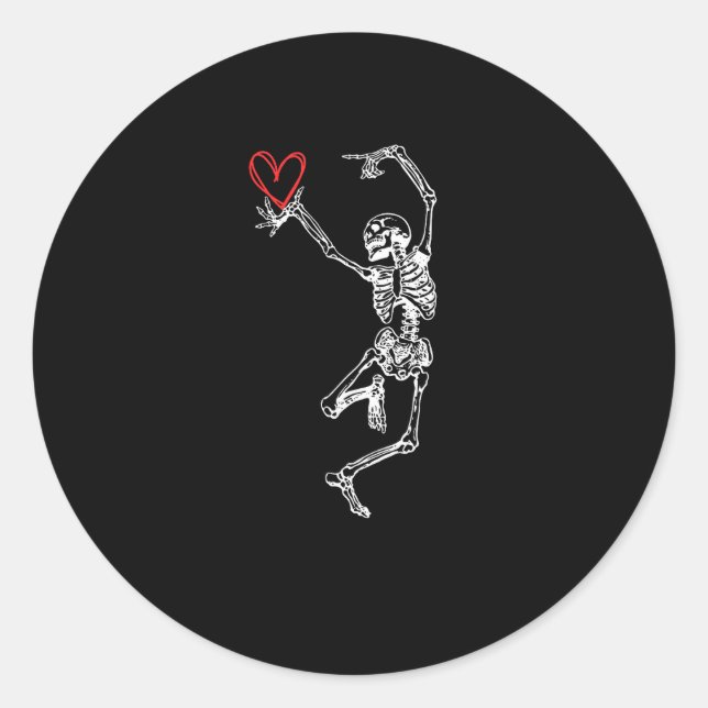 Skeleton Hand Heart Valentines Day Classic Round Sticker (Front)