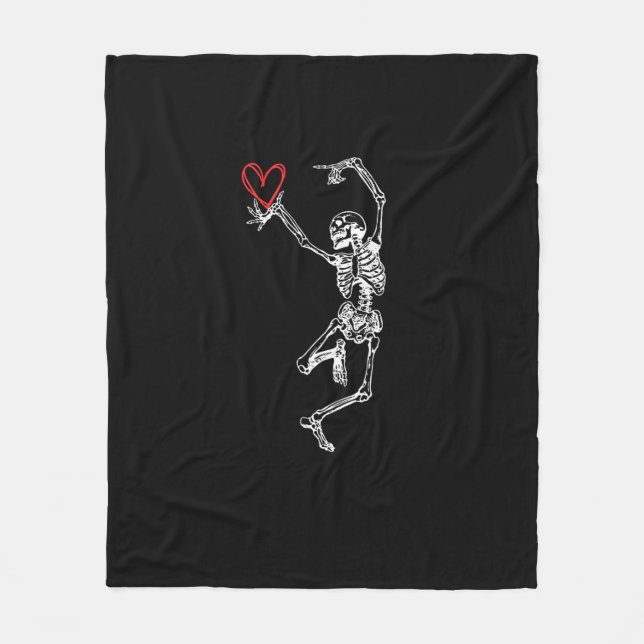 Skeleton Hand Heart Valentines Day Fleece Blanket (Front)