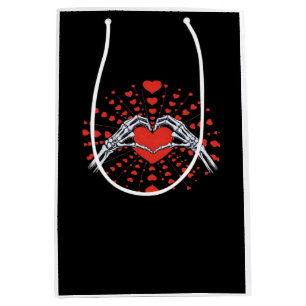 Skeleton Hand Heart Valentines Day Funny 2025 Hear Medium Gift Bag