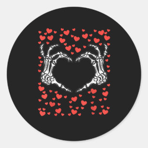 Skeleton Hand Heart Valentines Day Funny Classic Classic Round Sticker
