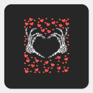 Skeleton Hand Heart Valentines Day Funny Classic Square Sticker