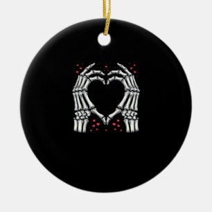 Skeleton Hand Heart Valentines Day Funny Couple Ceramic Ornament