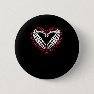 Skeleton Hand Heart Valentines Day Funny Couple Cu 2 Inch Round Button