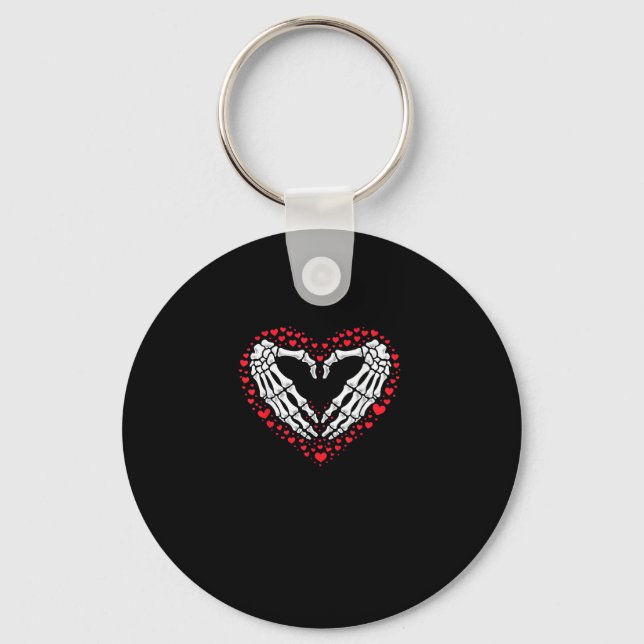 Skeleton Hand Heart Valentines Day Funny Couple Cu Keychain (Front)