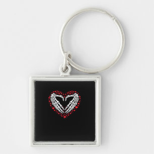 Skeleton Hand Heart Valentines Day Funny Couple Keychain