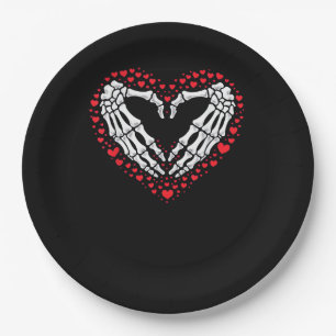 Skeleton Hand Heart Valentines Day Funny Couple Paper Plate