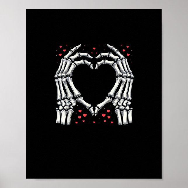 Skeleton Hand Heart Valentines Day Funny Couple Poster (Front)