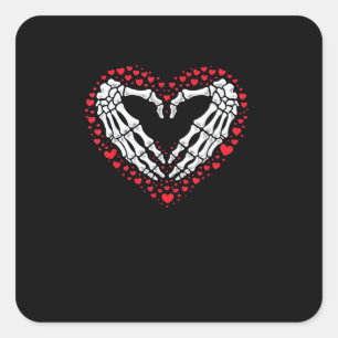 Skeleton Hand Heart Valentines Day Funny Couple Square Sticker