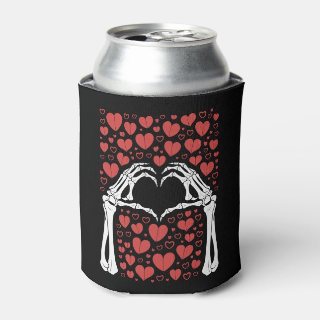 Skeleton Hand Heart Valentines Day Funny Love Can Cooler (Can Front)
