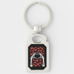 Skeleton Hand Heart Valentines Day Funny Love Keychain