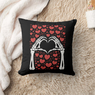 Skeleton Hand Heart Valentines Day Funny Love Throw Pillow