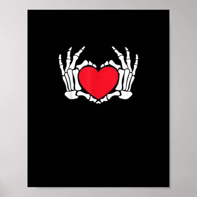 Skeleton Hand Heart Valentines Day Funny Meme Poster (Front)
