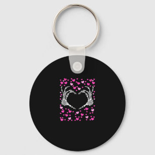 Skeleton Hand Heart Valentines Day Funny Viral Keychain