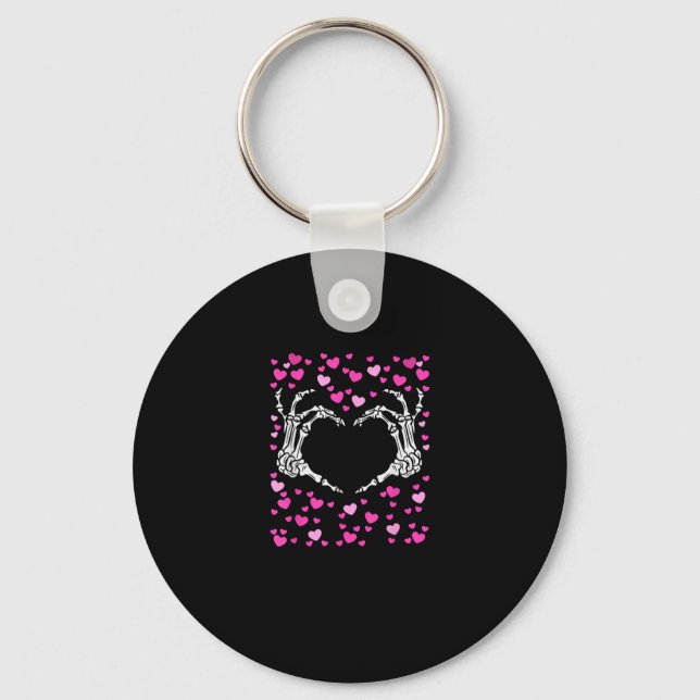 Skeleton Hand Heart Valentines Day Funny Viral Keychain (Front)